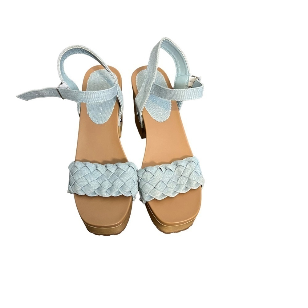 3/$30 ☀️ Anne Klein Loris Woven Ankle Strap Platform Sandals Blue - Picture 3 of 9